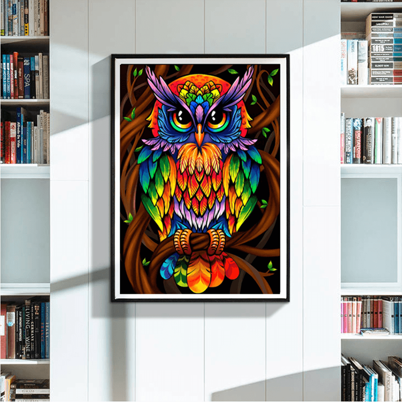 Regenbogen-Eule - Spezial Diamond Painting - Diamond Painting