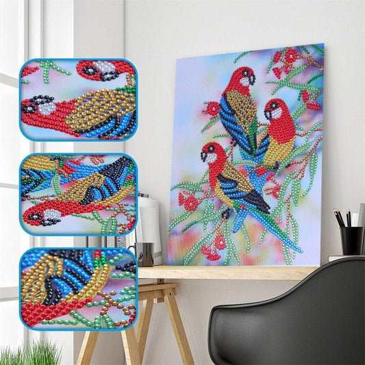 Papageien am Baum - Spezial Diamond Painting - Diamond Painting