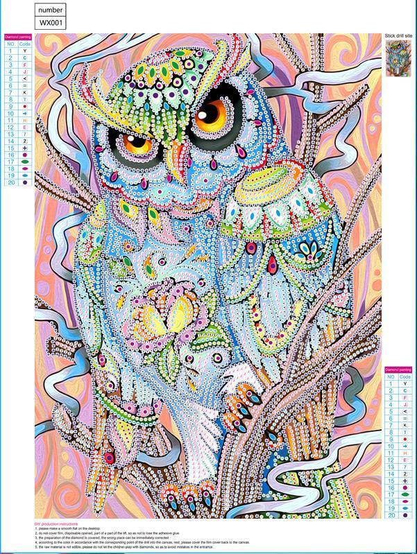 Abstrakte Eule - Spezial Diamond Painting - Diamond Painting