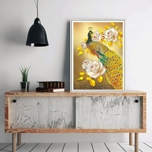 Goldener Pfau - Spezial Diamond Painting - Diamond Painting