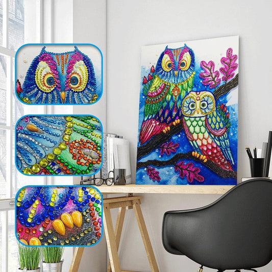 Bunte Eulen - Spezial Diamond Painting - Diamond Painting