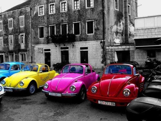 Diamantmalerei Oldtimer und Altstadt - 5D diy diamond painting - Diamond Painting