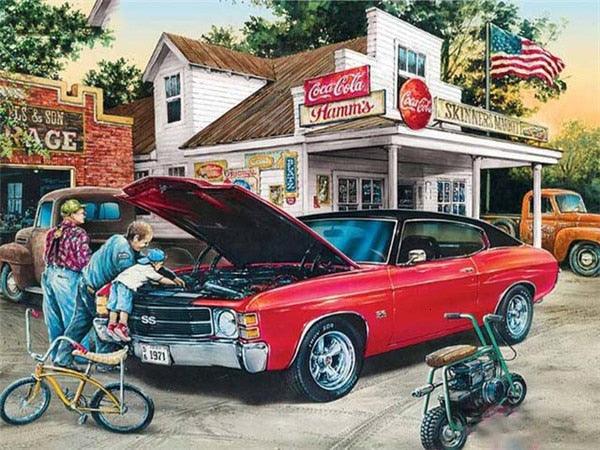 Atemberaubendes rotes Chevrolet-Altersauto – 5D diy diamond painting - Diamond Painting