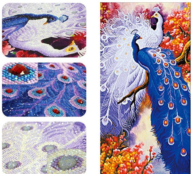 Pfau-Paar-Diamant-Gemälde in Sonderform - Diamond Painting