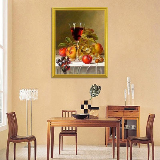 Weinglas mit einigen Früchten DIY Diamond Painting - Diamond Painting