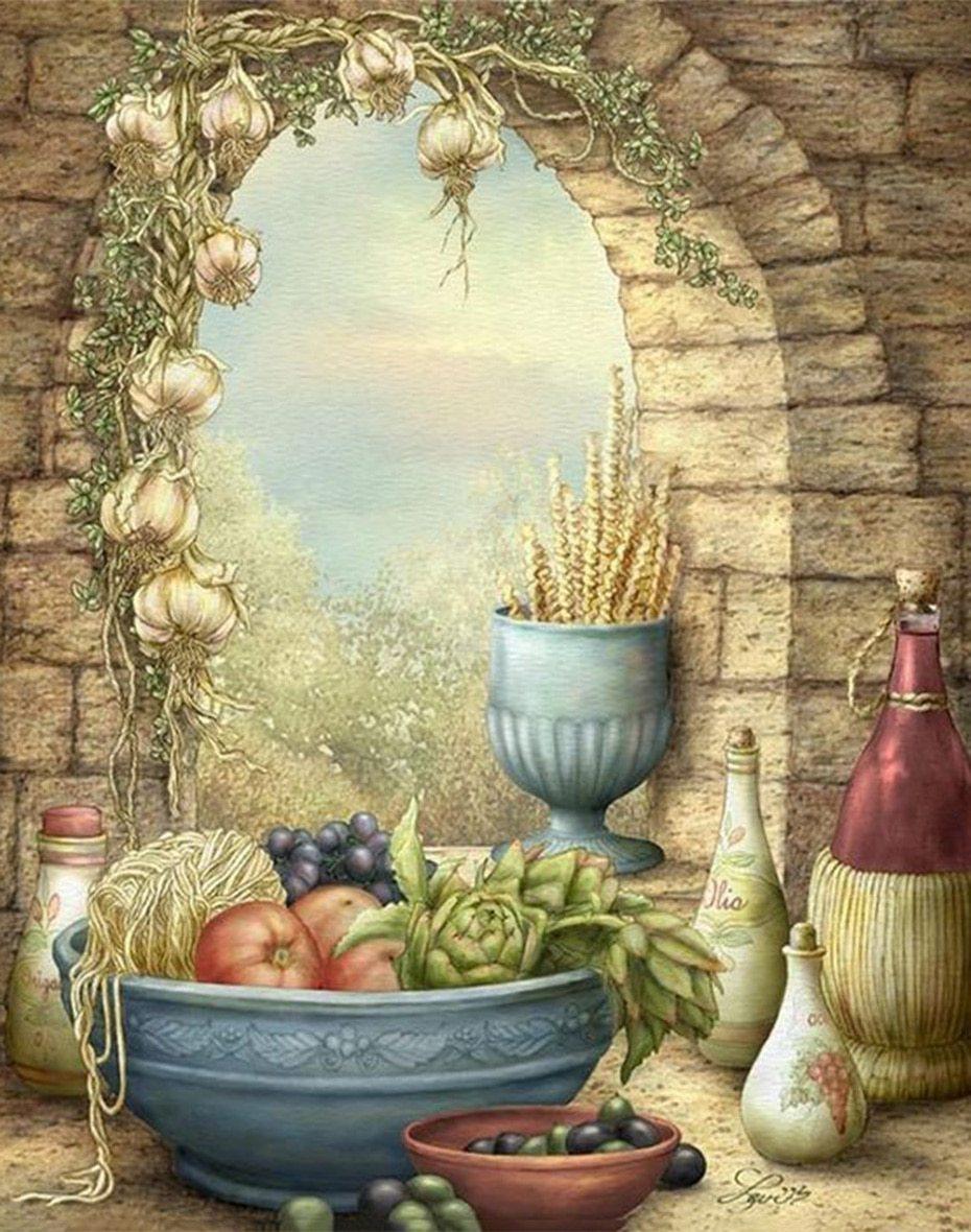 Obst & Blumentöpfe DIY Gemälde - Diamond Painting