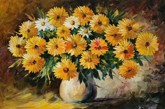 Gelbe & weiße Blumen DIY Malerei - Diamond Painting