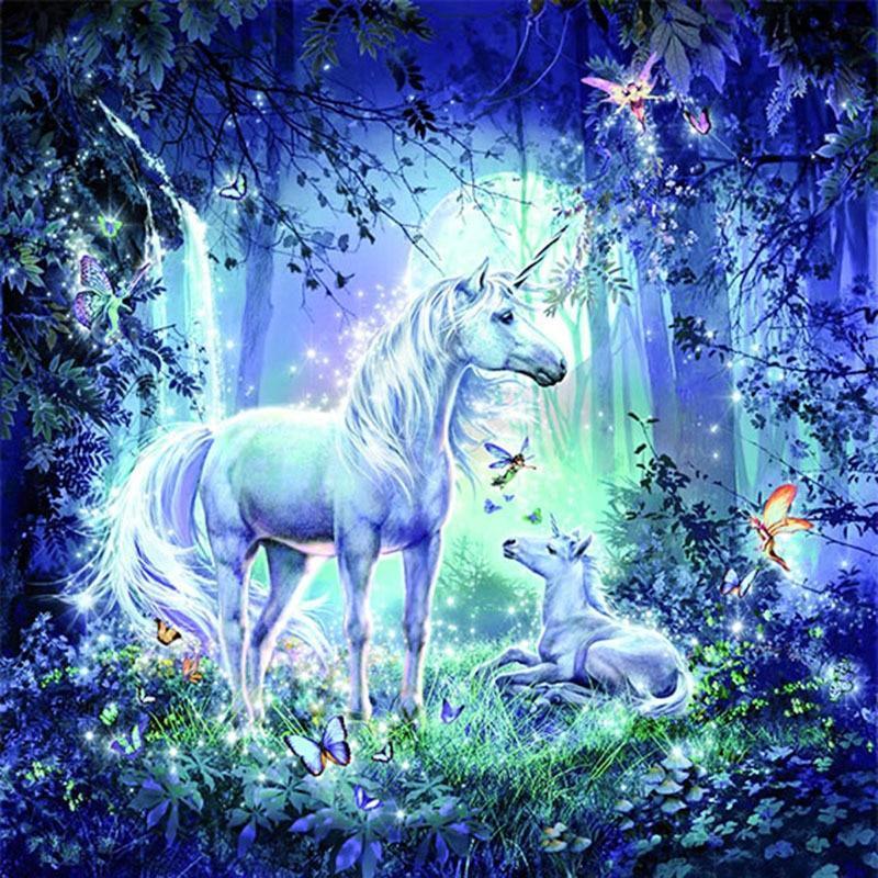 Einhörner im Wald DIY Diamond Painting - Diamond Painting