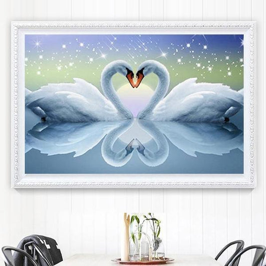 Schwanenpaar| 5D Diamond Art Kit - Diamond Painting